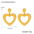 Boucles d'oreilles cœur creux dorées avec texture martelée pour femmes - Style Cœur à Texture Martelée (F1312) / Or