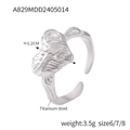 Silver vintage geometric titanium steel heart ring with abstract texture in 18k plating - Heart Textured Style (A829-Steel Color)