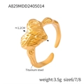 Irregular heart-shaped 18k gold-plated titanium steel ring with textured relief finish - Heart Textured Style (A829-Gold Color)