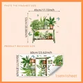 Detailed wall sticker size chart showing dimensions for potted plant cat wall decals - Potted Plants Shelf Style (MS2520)