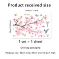 Pegatinas autoadhesivas de ramas de flores de cerezo rosa y mariposas para ventanas - CT7029-KC (30*45cm)