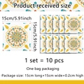 Detail of 15x15cm mandala pattern wall sticker showing dimensions and 10-piece pack - 15x15cm (10 Pieces/Pack) (ACZ2010) / Colorful