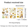 Lot de 3 stickers électrostatiques abeille et tournesol pour décoration de vitre double face - Ensemble Abeille et Tournesol (DJ2043-KQ) / 20x30cm (3 Pièces)