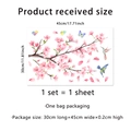 Pink cherry blossom branch and butterfly self-adhesive wall stickers for glass decor - CT7029-KC (30*45cm)