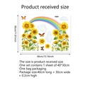 Gedetailleerde bladindeling van zonnebloem, regenboog en vlinder glasstickers van 40x30cm - Standaard Maat