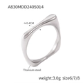 Anillo geométrico ondulado de acero al titanio plateado con un ancho de 0,4 cm para mujer - US 7 / Estilo Cuadrado de Ondas Irregulares (A830-Color Acero)