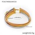 Three-layer titanium steel snake chain choker in silver, gold, and rose gold finishes - Tri-color (Gold Silver Rose Gold)