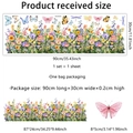 Detail specifications of colorful floral and butterfly wall decals with dimensions - Colorful Watercolor Floral (MS8717)