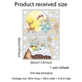 Detail of two Christmas window stickers featuring Santa Claus, reindeer and yellow moon - DJ036-YW (20*30cm*2pcs)