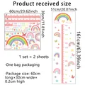 Detailed size guide for rainbow cloud growth chart wall stickers measuring up to 180cm - Rainbow Clouds Height Chart (MS2441-KQ) (30*60cm*2 Pieces/Pack)