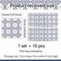 Pack de 10 stickers muraux style marocain 15x15cm avec motifs d'étoiles bleu et jaune - Style 15x15cm