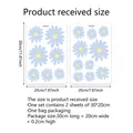 Size guide for blue daisy window decals showing two sheets of 20x30cm flower stickers - Two Sheets 20x30cm Style (DJ7524-NL)