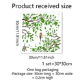 Vinilo estático para ventana con hojas verdes y pájaros, decorado doble cara 30x30cm - 30*30cm