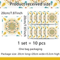 Vintage mandala tile stickers 20x20cm set of 10 in orange and blue for wall decor - 20x20cm (10 Pieces/Pack) (ACZ2010) / Colorful