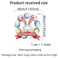 Adesivo murale con coniglietto pasquale uova colorate e scritta Happy Easter 30x30cm - Stile Banner Uovo Coniglio Cartone Animato / 30*30cm
