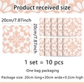 Pink floral adhesive tile stickers set of 10 pieces with 20x20cm square dimensions - 20x20cm