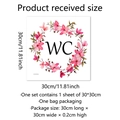 Floral wreath WC door sticker detail with 30x30cm size markings on white background - Pink Flower Wreath Style (MS3151) / 30*30cm