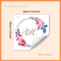 Floral wreath wall sticker with pink roses and we lettering, 30x30cm size guide - Purple Rose Artistic Style (MS9252) / 30*30cm