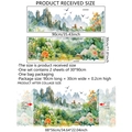 Stickers muraux en PVC motif paysage de montagne et fleurs pour décor de maison - 30x90cm x 2 Feuilles