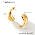 Golden titanium steel chunky teardrop earrings with a high-polished finish - Gold