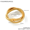 Titanium steel 18K gold snake chain necklace with zircon buckle and wrap design - Gold Color 2 Layers