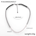 Three-tone gradient pearl necklace with white, grey, and black beads with lobster clasp - 6mm Bead Diameter / Color Block