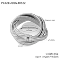 Silver tone titanium steel multi-wrap snake necklace with zircon details and 65cm length - Silver 3-Layer