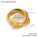 Titanium steel 18K gold plated multi-layer snake bone bracelet with zircon stones - Gold 3-Layer