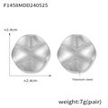 Pendientes minimalistas de acero de titanio plateado con diseño cóncavo circular - Acero de titanio / Color Acero