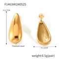 Pendientes de gota dorados de acero de titanio con acabado de espejo pulido para mujer - Dorado