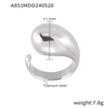 Minimalistischer silberner Titanstahlring verstellbar mit Wassertropfen-Design Glanz - Stahlring / Silber