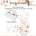 Static cling window film with colorful birds on branches, 150x45cm size for glass decoration - BDJ7012 (45*150cm)