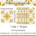 Detail of 10-piece self-adhesive 15x15cm vintage yellow floral wall tile stickers set - Vintage Floral Tile (ACZ2004-KQ) / 15x15cm (10Pcs Set) / Ginger Yellow