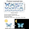 Luminous blue butterfly wall stickers showing day and night glow effect for home decor - Luminous Blue Butterfly Decals (YCL4010-ZC)