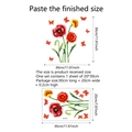 Floral wall sticker set with red poppy flowers and butterflies sizing 30x30cm - 20*30cm