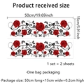 Detailed view of red rose wall stickers with butterfly accents and dimensions - Red Rose Style (CT2034)