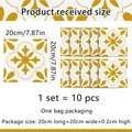 Retro yellow geometric floral tile stickers 20x20cm waterproof PVC set of 10 pieces - Vintage Floral Tile (ACZ2004-KQ) / 20x20cm (10Pcs Set) / Ginger Yellow