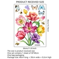 Double-sided floral window stickers with colorful butterflies and tulips, 30x40cm size - Tulip Butterfly Bee Style (DJ4079-ZC) / 30x40cm