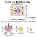 Unicorn and stars rainbow window sticker with dimensions and colorful laser PVC design - Unicorn Head Style (XC2009) / 30x40cm