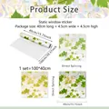 Lámina estática para ventanas con hojas verdes y especificaciones de tamaño detalladas - 40*100CM