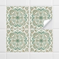 Autocollants de carrelage floral vintage auto-adhésifs vert sauge pour décor de cuisine - Vert Gris Vintage (ACZ2002) / 15x15cm