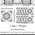 Detalle de 10 pegatinas de azulejos mandala en blanco y negro de 15x15 cm cada una - Talla Pequeña