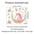 Dettaglio dell'adesivo murale con unicorno e fiori con specifiche di misura 30x25cm - Ghirlanda di Unicorno (MS630-YW)