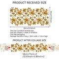 Golden flower vine wall stickers set showing 30x60cm dimensions and seamless floral patterns - 30*60cm