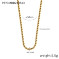 Elegant 18K gold plated twisted rope chain necklace made of durable titanium steel - Fine Gold Rope Chain
