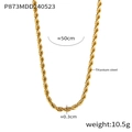 Elegant 50cm golden titanium steel rope chain necklace with 0.3cm width for women - Thick Gold Rope Chain