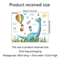 Detailed dimension drawing of watercolor cartoon dinosaur wall decals for kids room - Dinosaur & Hot Air Balloon (MS634-YW)