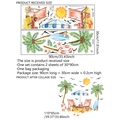 Dettaglio degli adesivi murali spiaggia estiva con layout del foglio e dimensioni del fai da te - Tema Spiaggia Estiva (MS4403-ZC) / Set di strumenti combinati