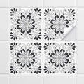 Autocollants de carreaux mandala noir et blanc pour décoration de cuisine et salle de bain - Mandala Noir Blanc (ACZ2003) / 15x15cm