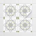 Autocollants de carrelage français avec motif mandala vert pour décor mural - Mandala Vert (ACZ2001) / 15x15cm